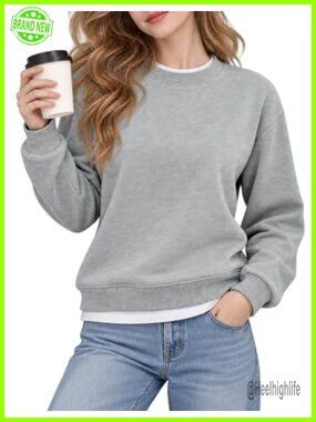 Mostrend Women's 2 in 1 Contrast Pullover Sweatshirt Loose Fit Crewneck Cotton